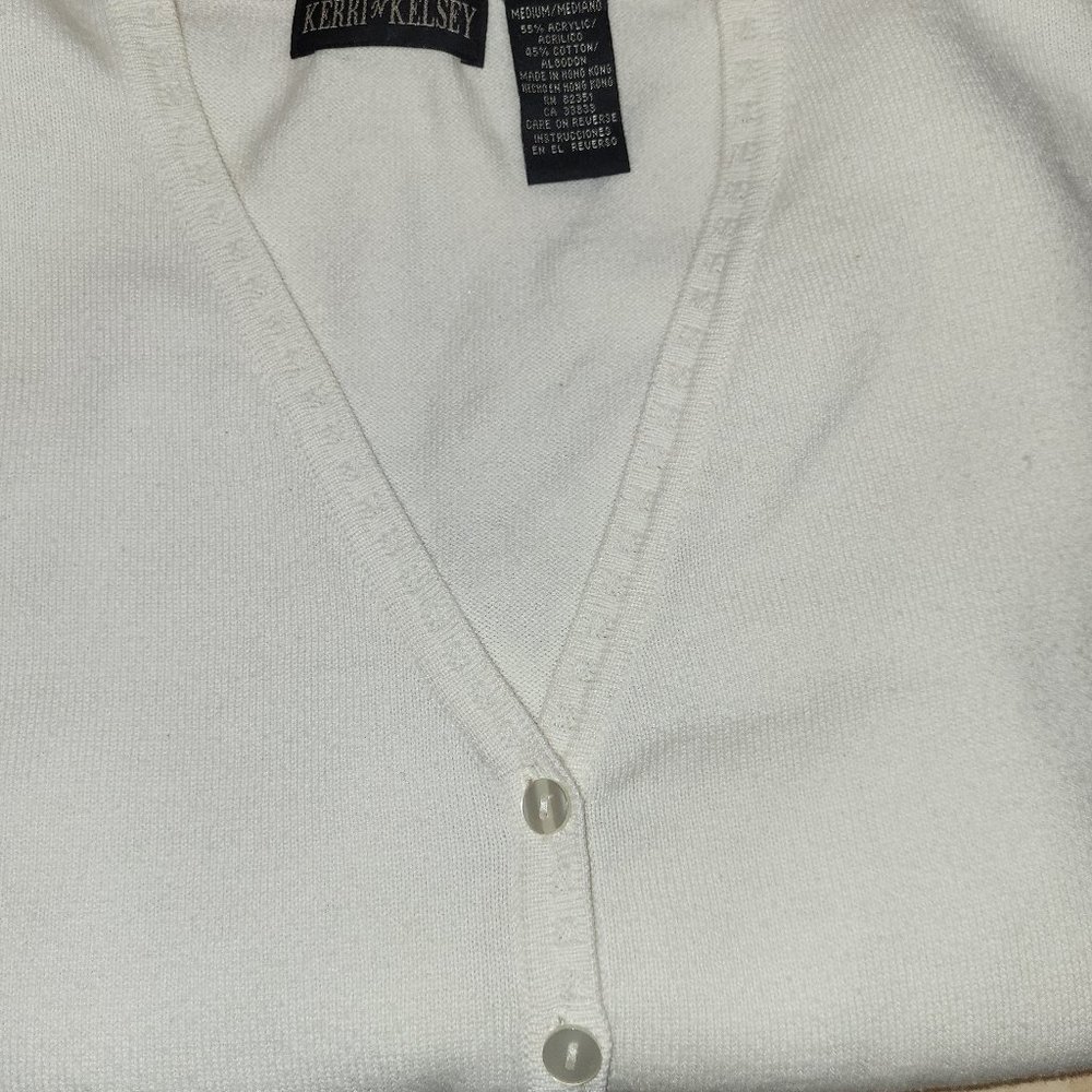 Kerry & Kelsey VINTAGE Ivory button up Cardigan Womens sz Kerry & Kelsey M